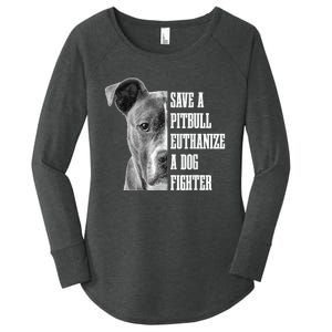 Pitbull Save A Pitbull Funny Dog Rescue Pitbull Mom Dad Women's Perfect Tri Tunic Long Sleeve Shirt