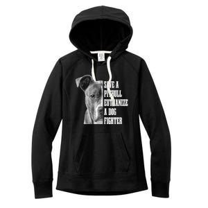 Pitbull Save A Pitbull Funny Dog Rescue Pitbull Mom Dad Women's Fleece Hoodie