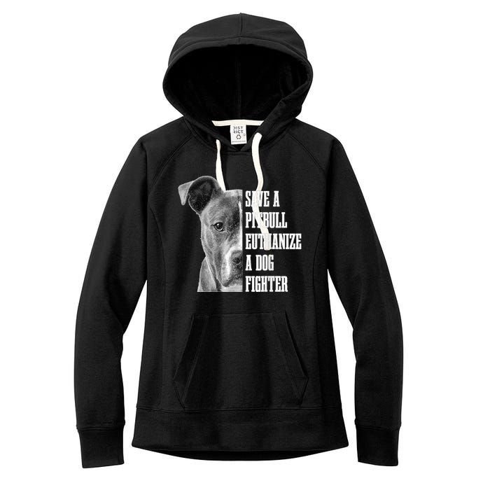 Pitbull Save A Pitbull Funny Dog Rescue Pitbull Mom Dad Women's Fleece Hoodie