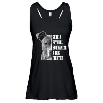 Pitbull Save A Pitbull Funny Dog Rescue Pitbull Mom Dad Ladies Essential Flowy Tank