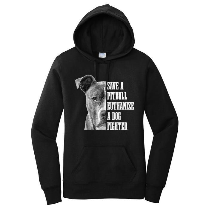 Pitbull Save A Pitbull Funny Dog Rescue Pitbull Mom Dad Women's Pullover Hoodie