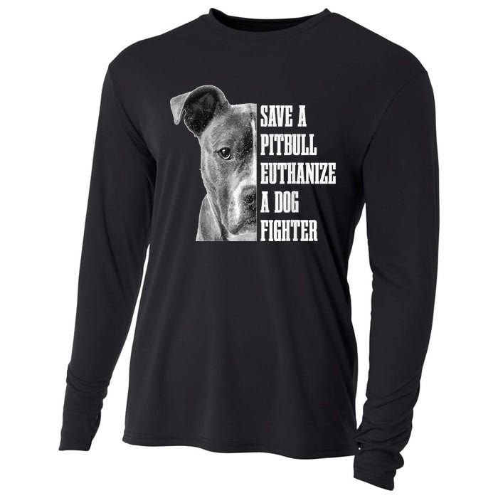 Pitbull Save A Pitbull Funny Dog Rescue Pitbull Mom Dad Cooling Performance Long Sleeve Crew