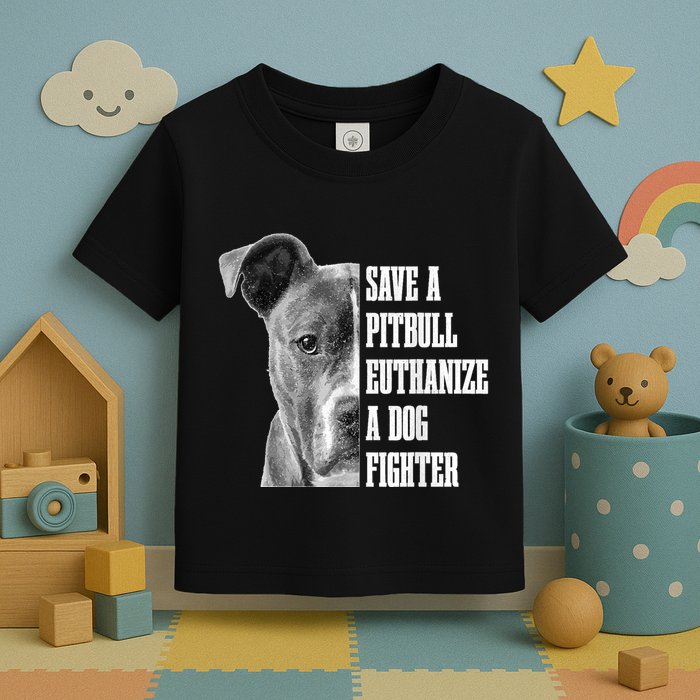 Pitbull Save A Pitbull Funny Dog Rescue Pitbull Mom Dad Toddler T-Shirt