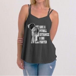 Pitbull Save A Pitbull Funny Dog Rescue Pitbull Mom Dad Women's Strappy Tank