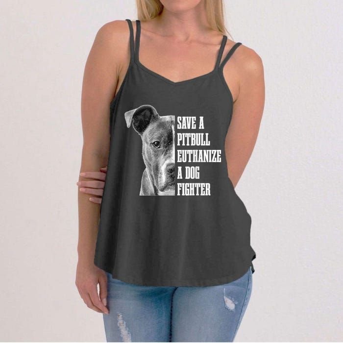 Pitbull Save A Pitbull Funny Dog Rescue Pitbull Mom Dad Women's Strappy Tank