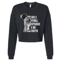 Pitbull Save A Pitbull Funny Dog Rescue Pitbull Mom Dad Cropped Pullover Crew