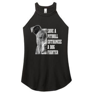 Pitbull Save A Pitbull Funny Dog Rescue Pitbull Mom Dad Women's Perfect Tri Rocker Tank