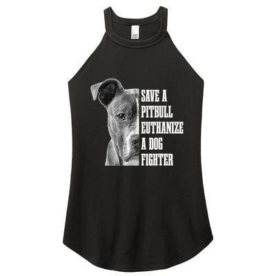 Pitbull Save A Pitbull Funny Dog Rescue Pitbull Mom Dad Women's Perfect Tri Rocker Tank