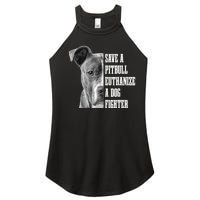 Pitbull Save A Pitbull Funny Dog Rescue Pitbull Mom Dad Women's Perfect Tri Rocker Tank