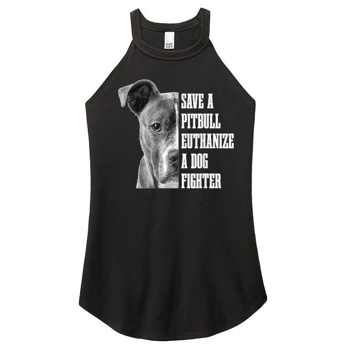 Pitbull Save A Pitbull Funny Dog Rescue Pitbull Mom Dad Women's Perfect Tri Rocker Tank