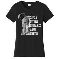 Pitbull Save A Pitbull Funny Dog Rescue Pitbull Mom Dad Women's T-Shirt