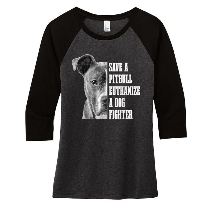 Pitbull Save A Pitbull Funny Dog Rescue Pitbull Mom Dad Women's Tri-Blend 3/4-Sleeve Raglan Shirt