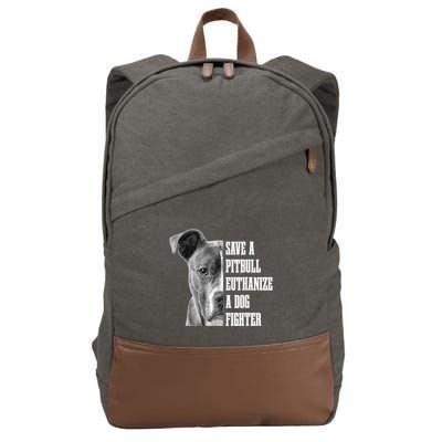 Pitbull Save A Pitbull Funny Dog Rescue Pitbull Mom Dad Cotton Canvas Backpack