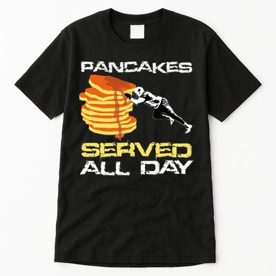 Pancakes Served All Day Fun Lineman Football Christmas Gifts Tall T-Shirt