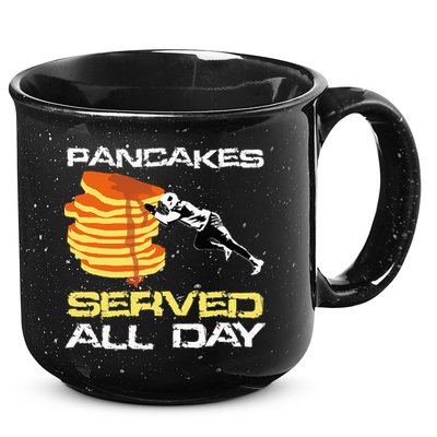 Pancakes Served All Day Fun Lineman Football Christmas Gifts 15oz Campfire Ceramic Mug