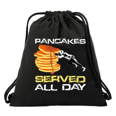 Pancakes Served All Day Fun Lineman Football Christmas Gifts Drawstring Bag