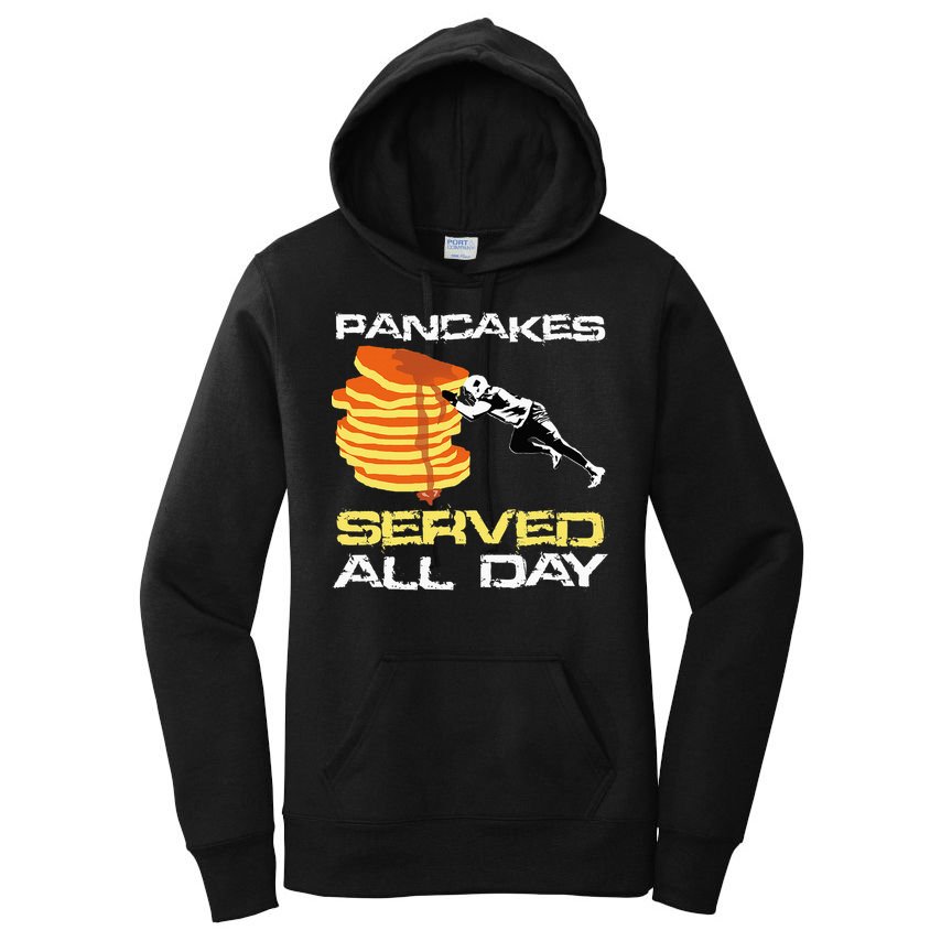 Pancakes Served All Day Fun Lineman Football Christmas Gifts Women's Pullover Hoodie
