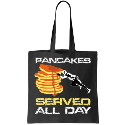 Pancakes Served All Day Fun Lineman Football Christmas Gifts Tote Bag