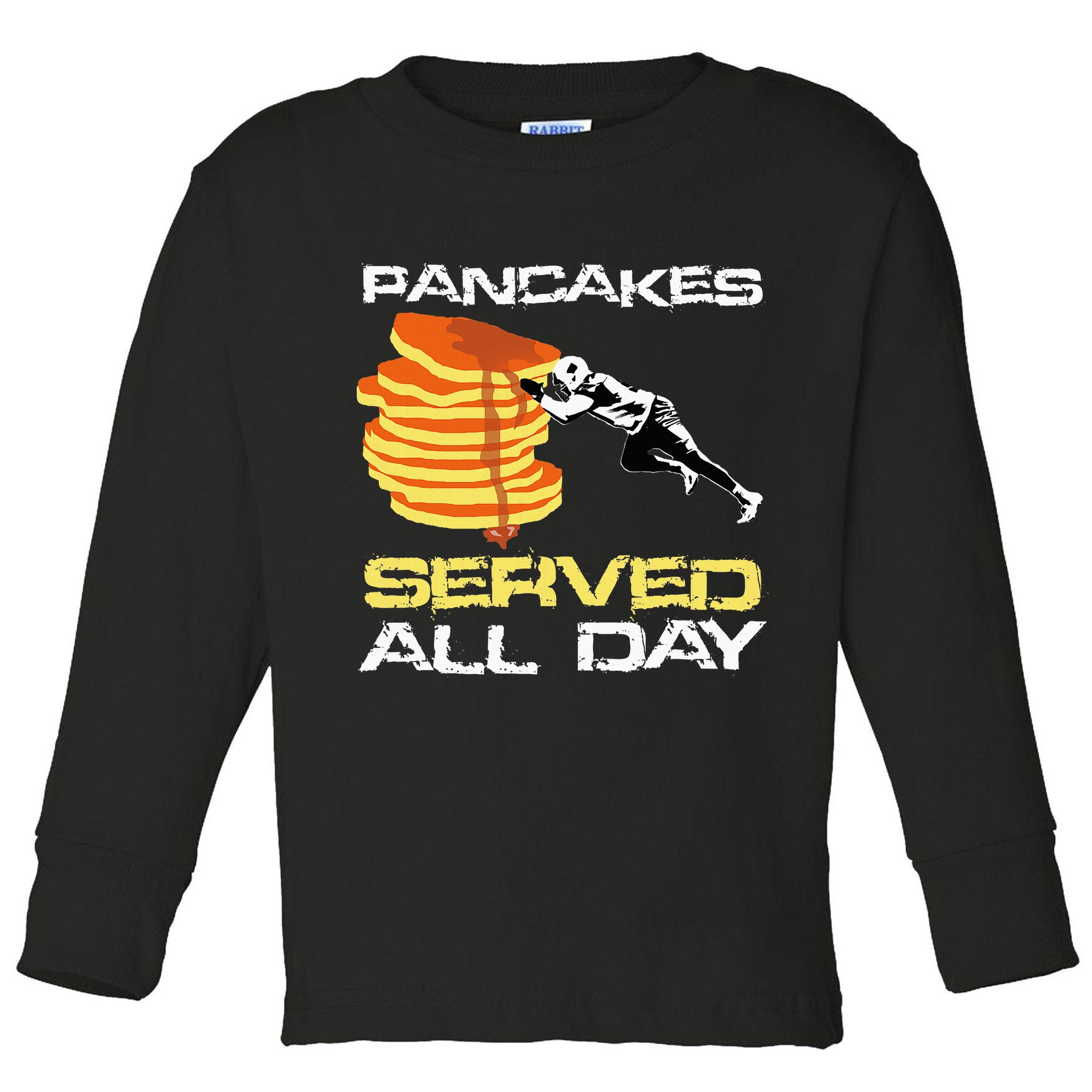 Pancakes Served All Day Fun Lineman Football Christmas Gifts Toddler Long Sleeve Shirt
