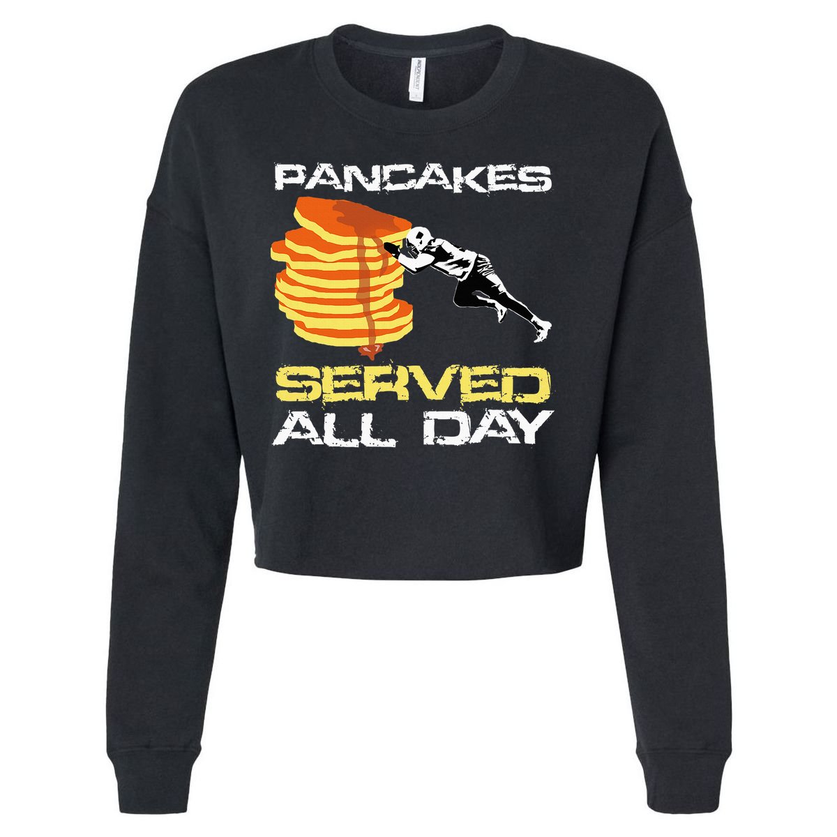 Pancakes Served All Day Fun Lineman Football Christmas Gifts Cropped Pullover Crew