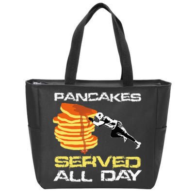 Pancakes Served All Day Fun Lineman Football Christmas Gifts Zip Tote Bag