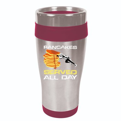 Pancakes Served All Day Fun Lineman Football Christmas Gifts 16oz Travel Tumbler