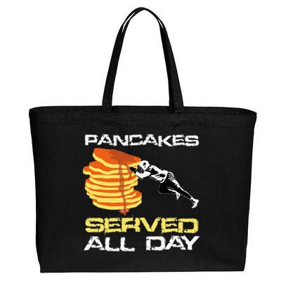 Pancakes Served All Day Fun Lineman Football Christmas Gifts Cotton Canvas Jumbo Tote