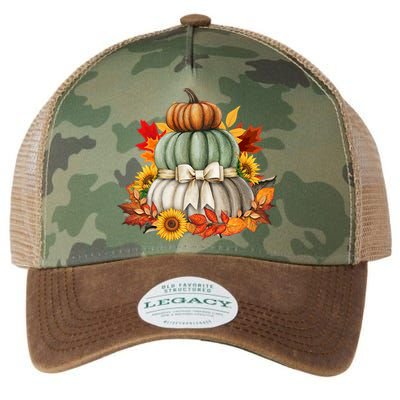 Pumpkin Sunflower Autumn Leaves Legacy Tie Dye Trucker Hat
