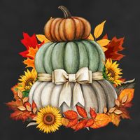 Pumpkin Sunflower Autumn Leaves 7 Panel Mesh Trucker Snapback Hat