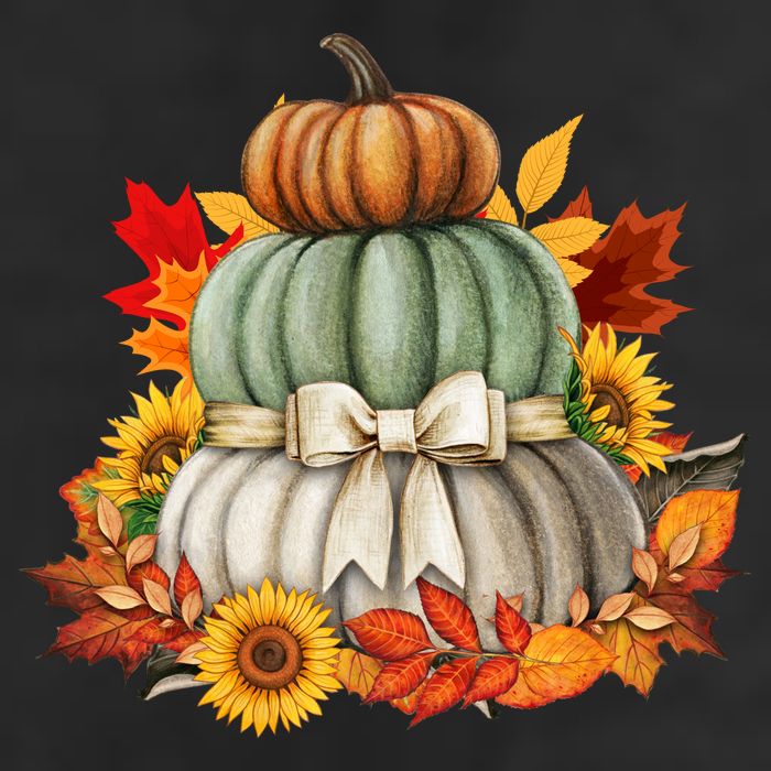 Pumpkin Sunflower Autumn Leaves 7 Panel Mesh Trucker Snapback Hat