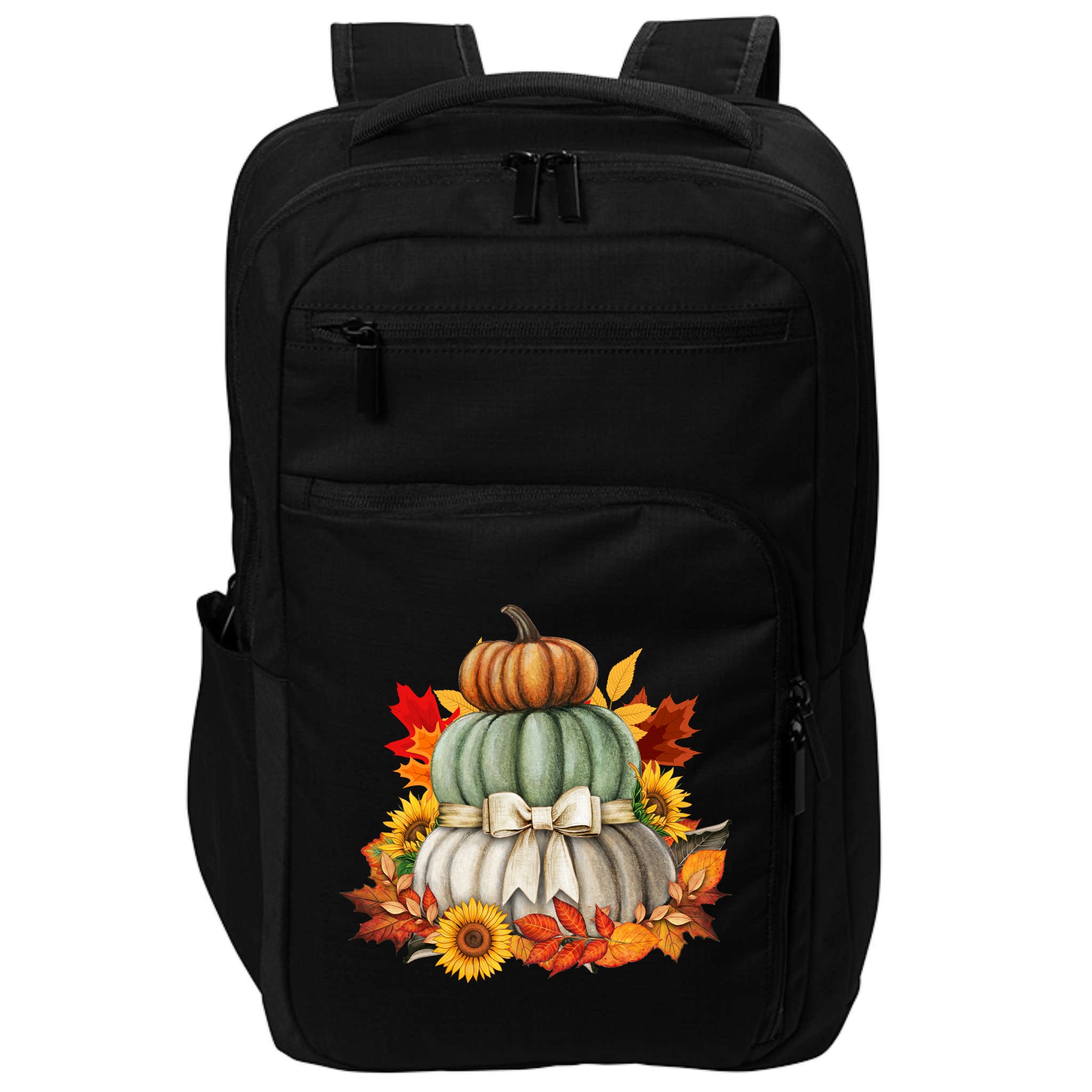 Pumpkin Sunflower Autumn Leaves Impact Tech Backpack