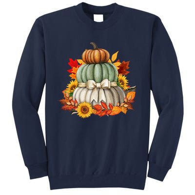 Pumpkin Sunflower Autumn Leaves Tall Sweatshirt