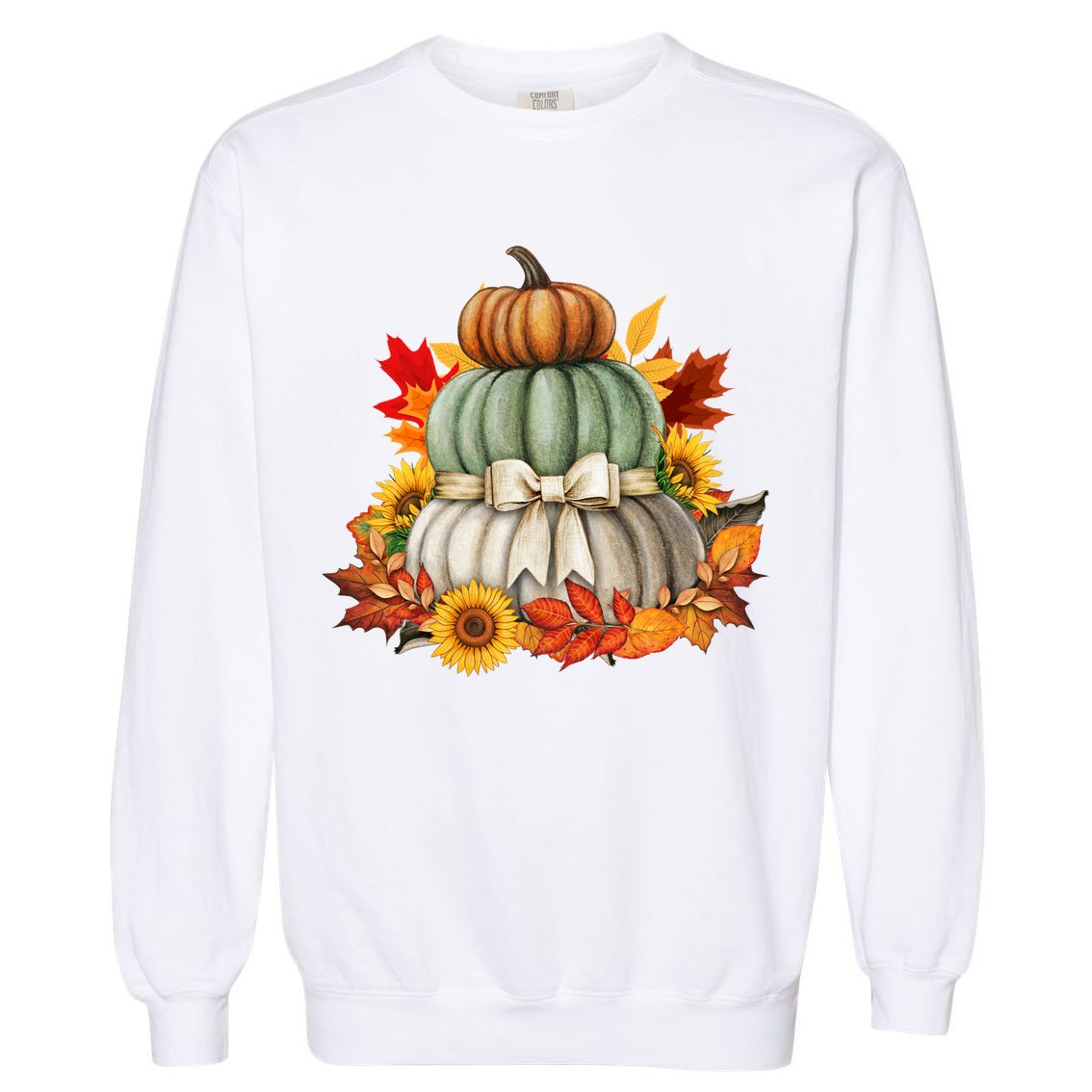 Pumpkin Sunflower Autumn Leaves Garment-Dyed Sweatshirt