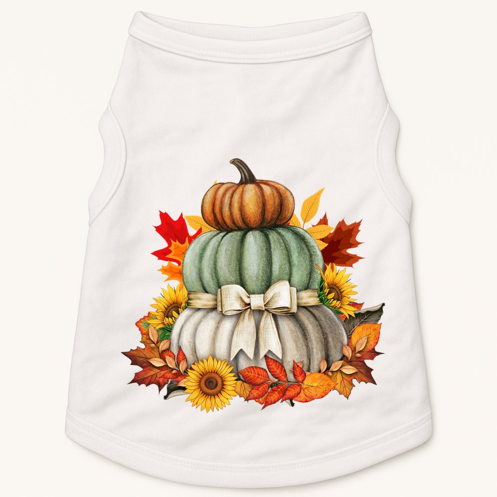 Pumpkin Sunflower Autumn Leaves Doggie Tank