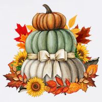Pumpkin Sunflower Autumn Leaves Button