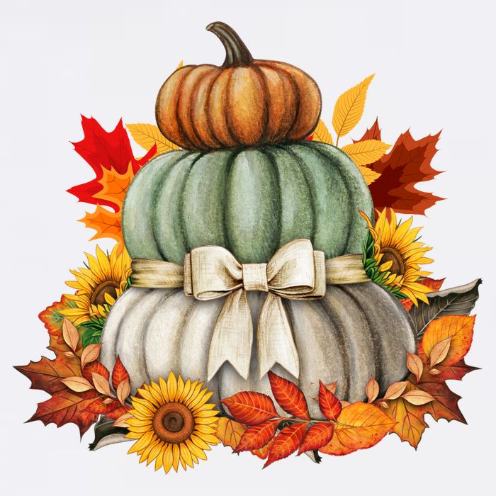 Pumpkin Sunflower Autumn Leaves Button