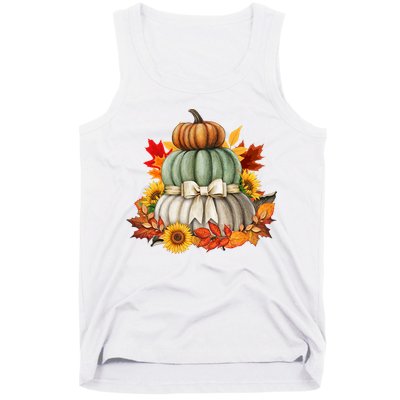 Pumpkin Sunflower Autumn Leaves Tank Top