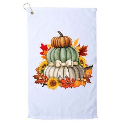 Pumpkin Sunflower Autumn Leaves Golf Towel