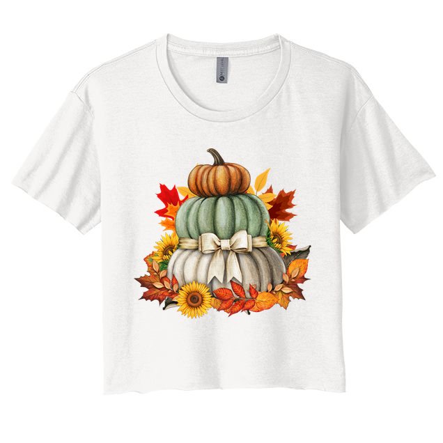 Pumpkin Sunflower Autumn Leaves Crop Top