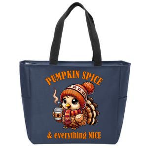 Pumpkin Spice And Everything Nice Thanksgiving Shirts Women Zip Tote Bag