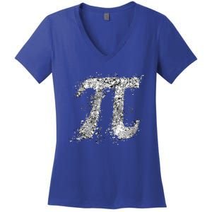 Pi Symbol Action (Drip Art) Painting Splatter Bw Gift Women's V-Neck T-Shirt