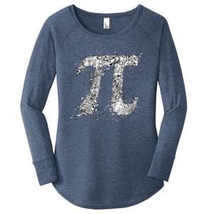 Pi Symbol Action (Drip Art) Painting Splatter Bw Gift Women's Perfect Tri Tunic Long Sleeve Shirt