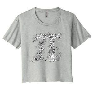 Pi Symbol Action (Drip Art) Painting Splatter Bw Gift Women's Crop Top Tee