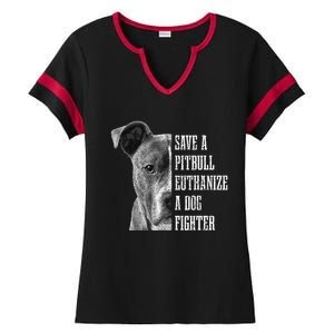 Pitbull Save A Pitbull Funny Dog Rescue Pitbull Mom Dad Ladies Halftime Notch Neck Tee