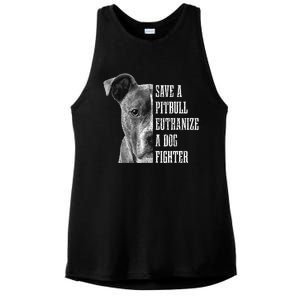 Pitbull Save A Pitbull Funny Dog Rescue Pitbull Mom Dad Ladies PosiCharge Tri-Blend Wicking Tank