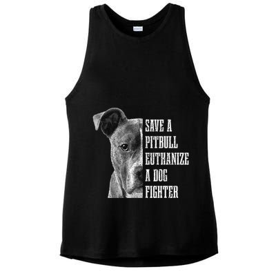Pitbull Save A Pitbull Funny Dog Rescue Pitbull Mom Dad Ladies PosiCharge Tri-Blend Wicking Tank