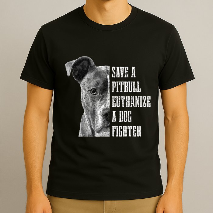 Pitbull Save A Pitbull Funny Dog Rescue Pitbull Mom Dad T-Shirt