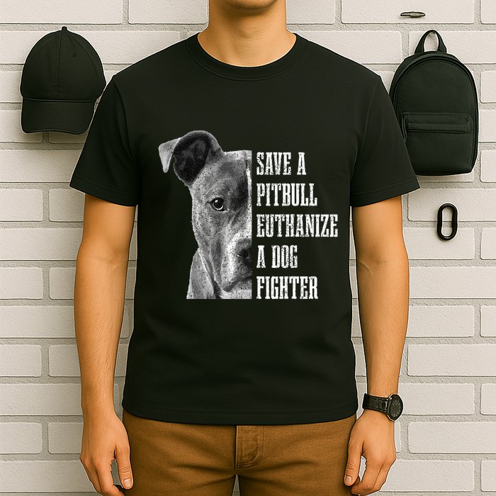 Pitbull Save A Pitbull Funny Dog Rescue Pitbull Mom Dad T-Shirt