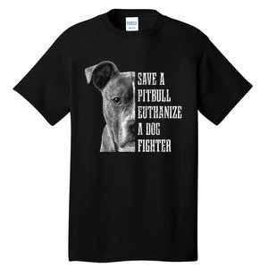 Pitbull Save A Pitbull Funny Dog Rescue Pitbull Mom Dad Tall T-Shirt