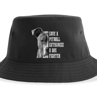 Pitbull Save A Pitbull Funny Dog Rescue Pitbull Mom Dad Sustainable Bucket Hat
